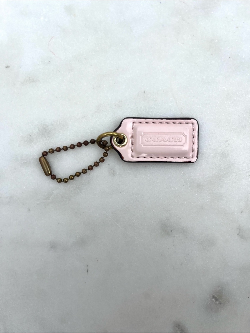 COACH Mini Patent Leather Hang Tag, Light Baby Pink